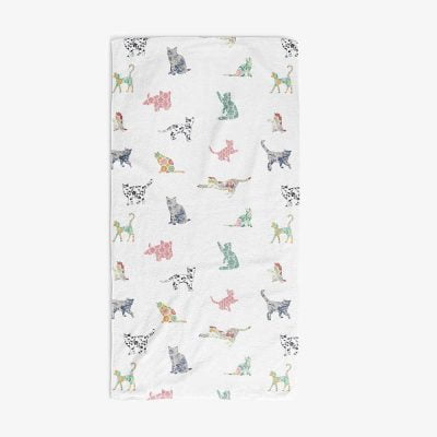 pastel cat kids towel vertical pattern bathroom decor