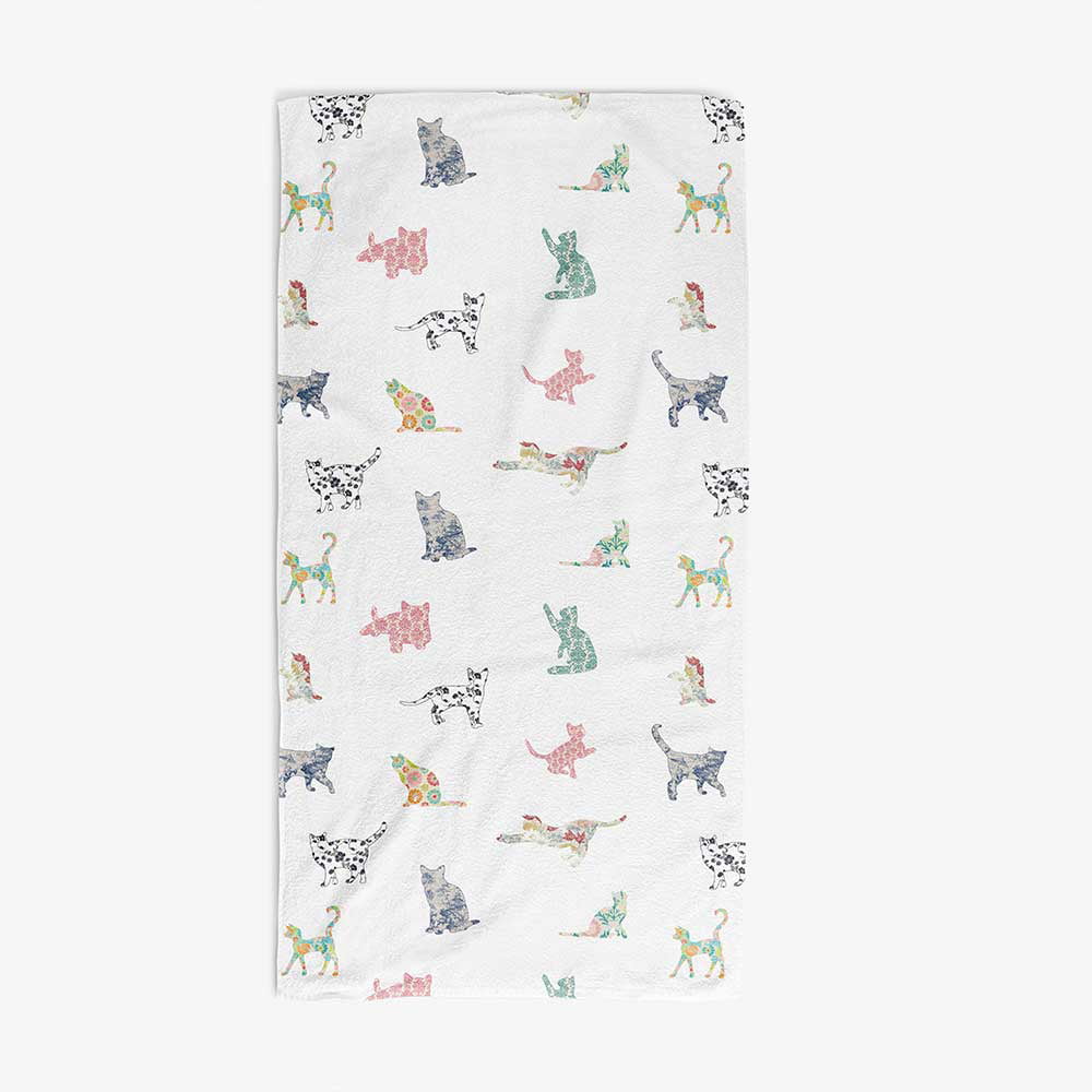 pastel cat kids towel vertical pattern bathroom decor