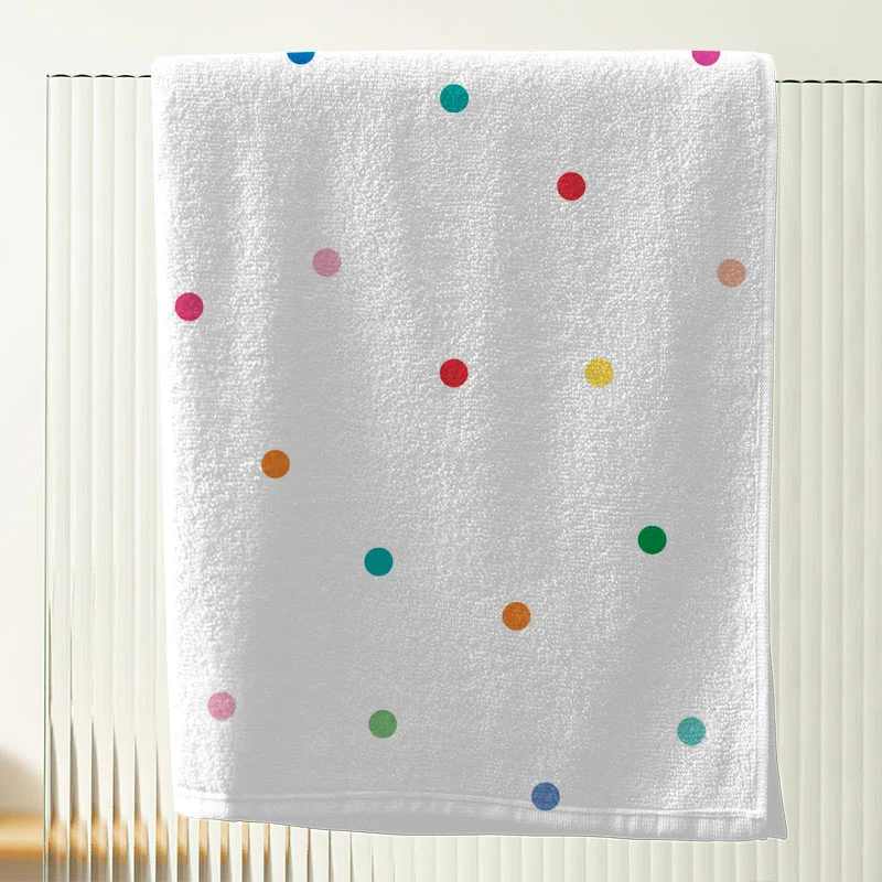 tiny polka dot kids bath towel pastel white design