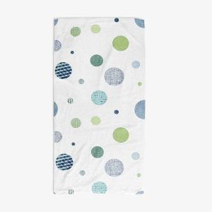 Textured Polka Dot Bath Towel in Navy, Blue, and Green for Kids by Ozscape Designs