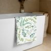 Green leafy floral printed bath towel