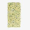 Elegant Leafy Green Watercolor Floral Bath Towel In Lemon by Ozscape Designs