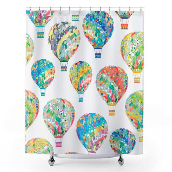 Hot Air Balloon Washable Shower Curtain For Kids Bathroom