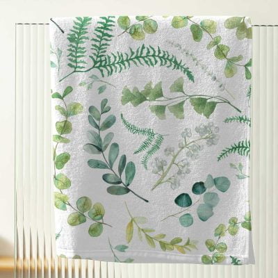 Leafy Green Leaves Bath Towel – Soft and Absorbent Bathroom Towel