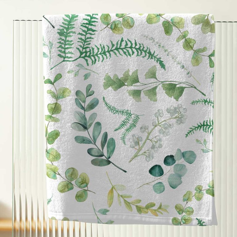Leafy Green Leaves Bath Towel – Soft and Absorbent Bathroom Towel