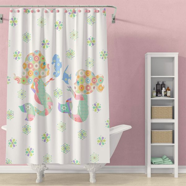 Pretty Mermaid sisters Fabric shower curtain