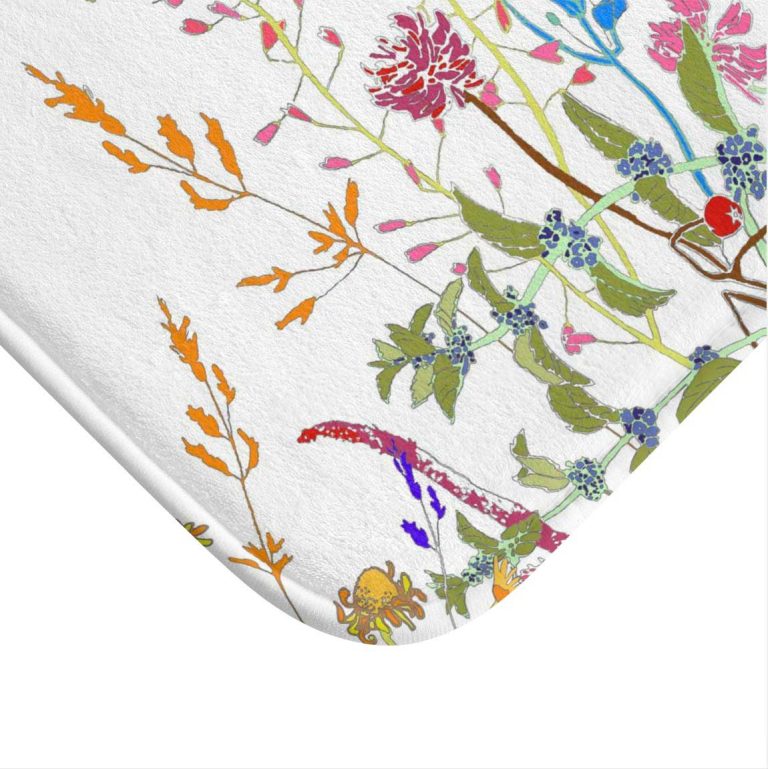 Non slip memory foam Bathmat with colorful floral print