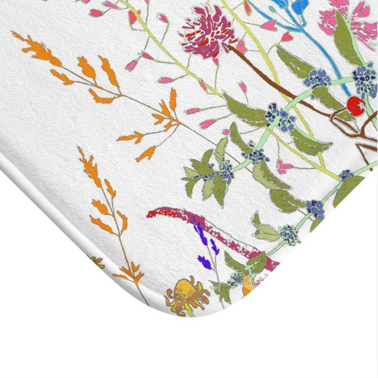 Non slip memory foam Bathmat with colorful floral print