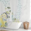 Washable anti mold yellow and gray elephant shower curtian for kids bathroom