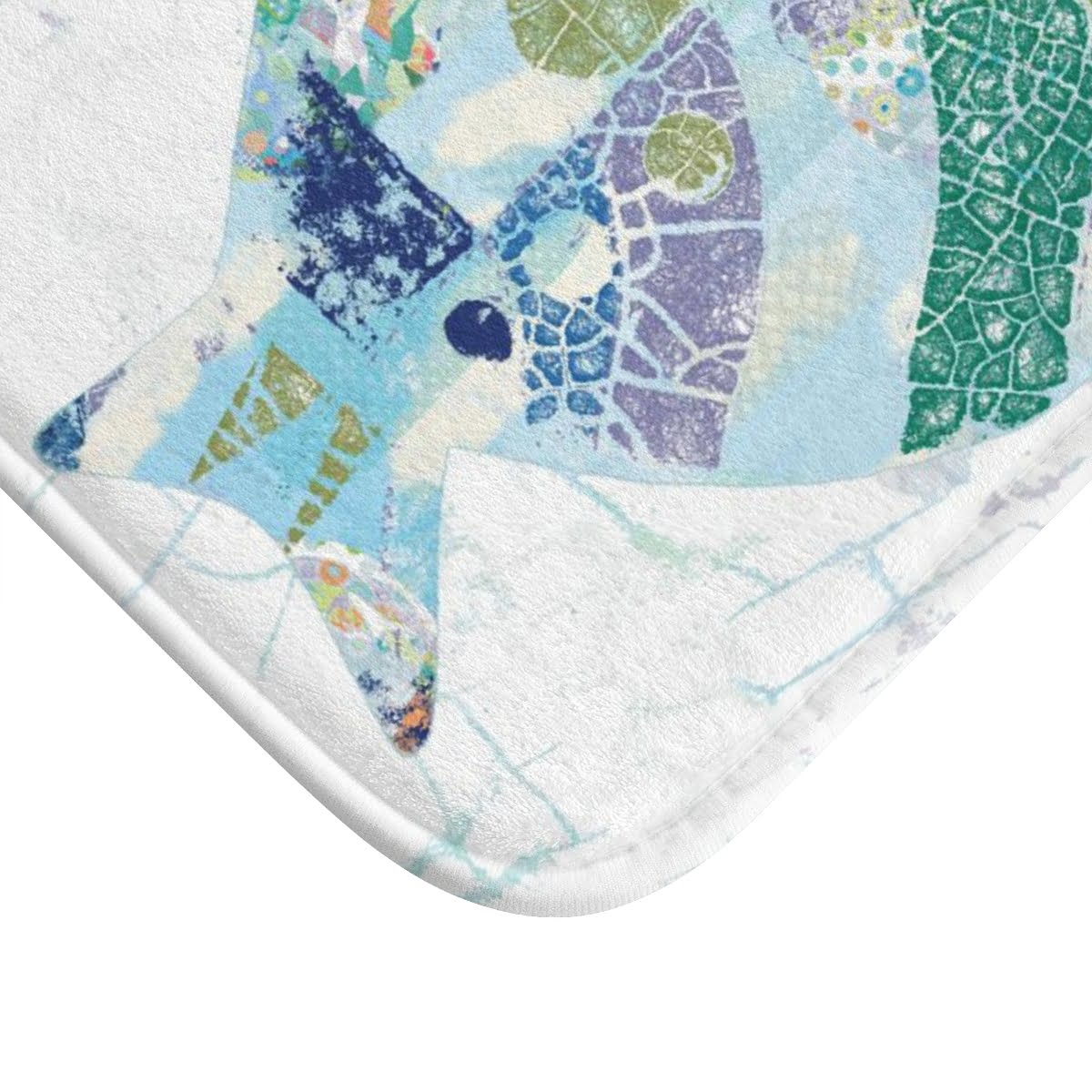 Non-Slip Memory Foam Bathmat With Modern And Abstract Big Blue Raku Fish Print For Beach House Bathroom Vibes! - Image 3