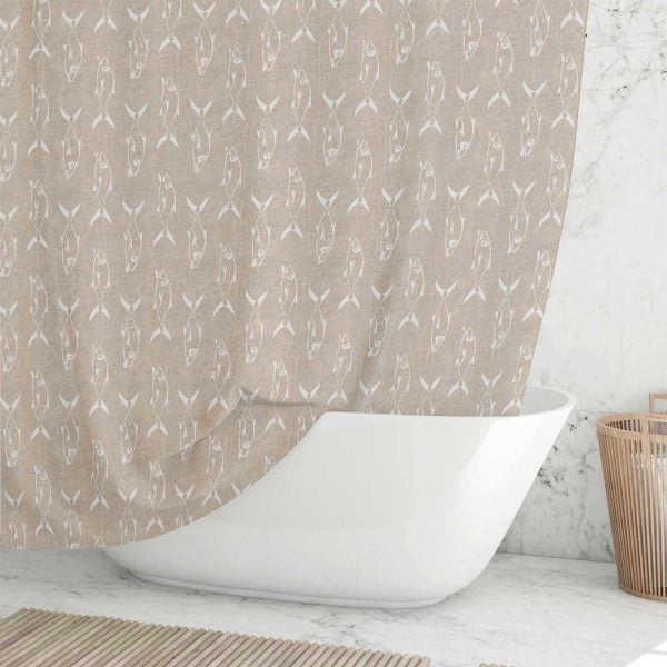elegant beige and white coastal shower curtain