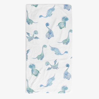 blue dinosaur kids bath towel baby dinosaur design