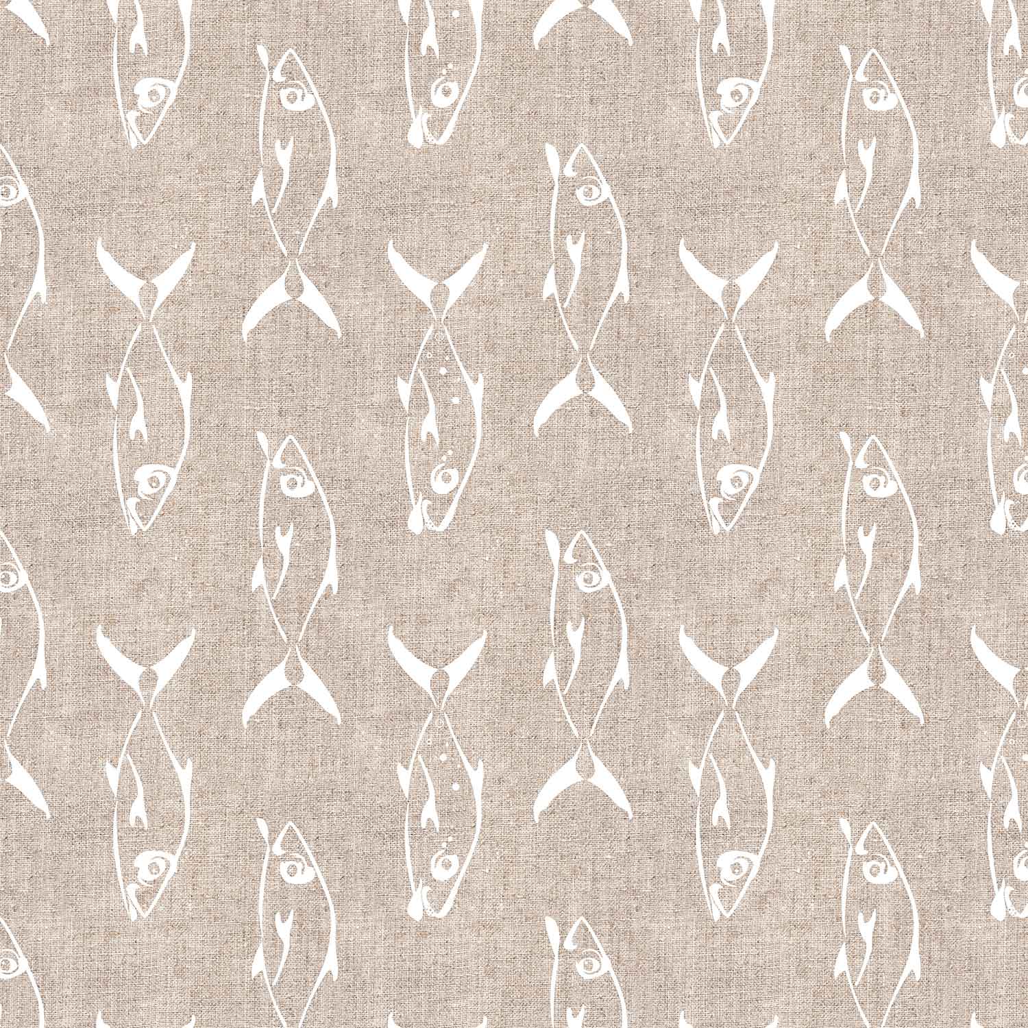 close up of coastal shower curtain with fish print