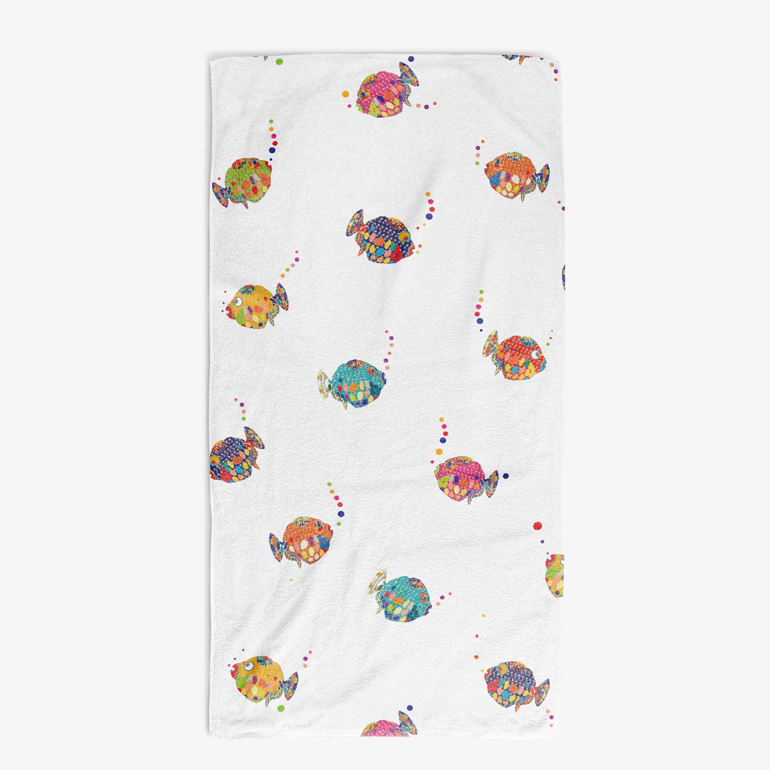 kids fish towel bright ocean pattern bath beach