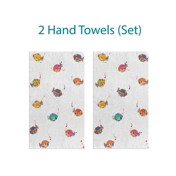 colorful fish hand towel set for children