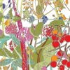 Close-up view of the vibrant colorful wildflower floral artwork patterned on the towel's velour front.