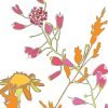 Close-up view of the vibrant colorful wildflower floral artwork patterned on the towel's velour front.