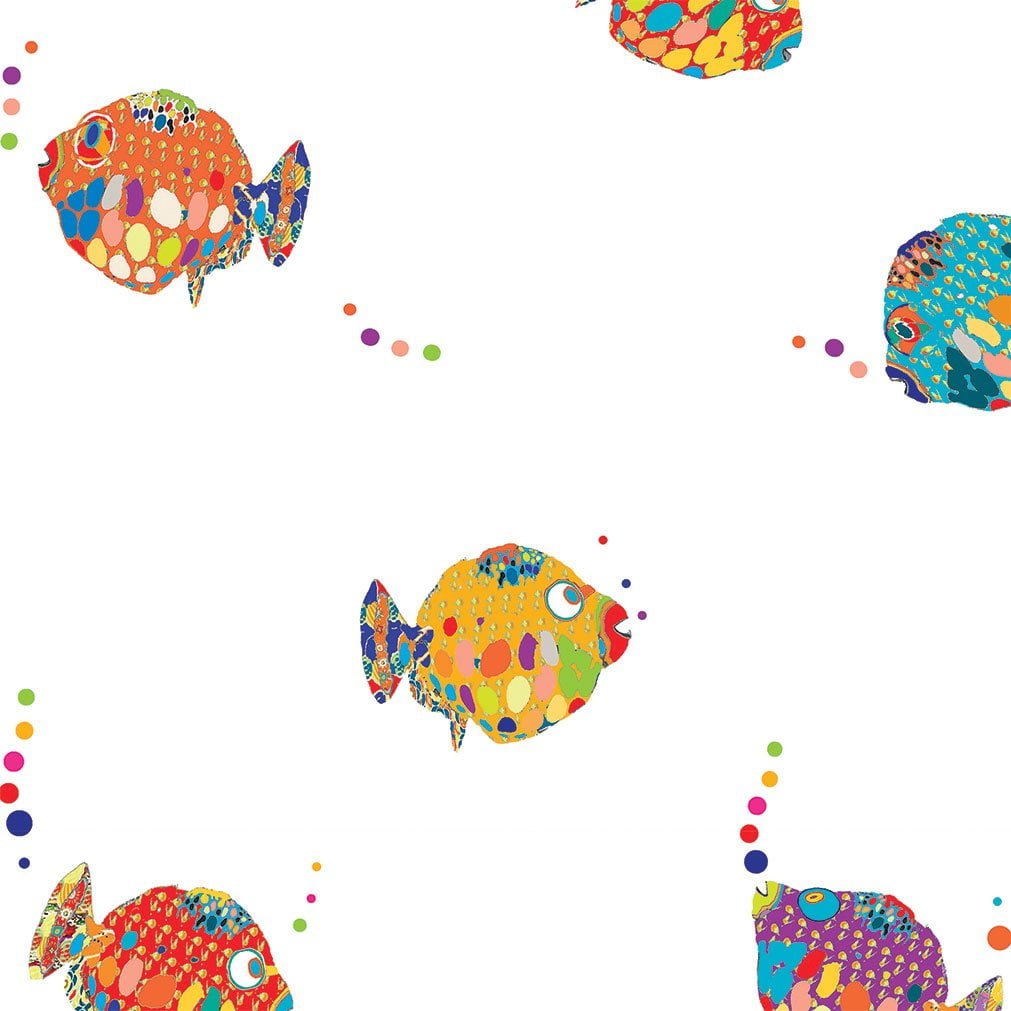 Close up of Kids bath towel with patterned colorful fish