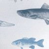 detail view of fish artwork printed on bath towel