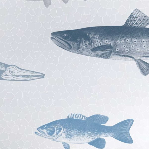 detail view of fish artwork printed on bath towel