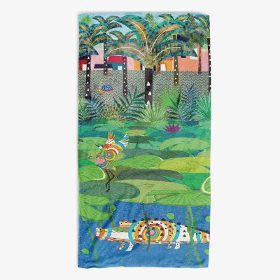 abstract crocodile kids towel jungle theme beach