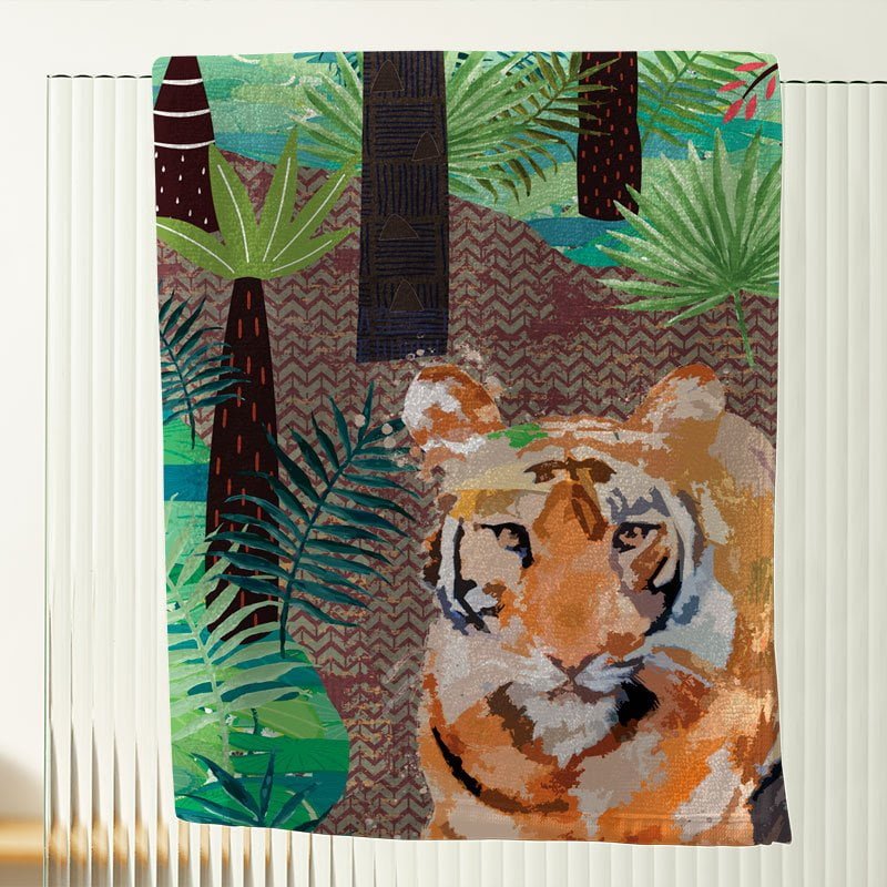 green blue tiger kids towel beach adventure
