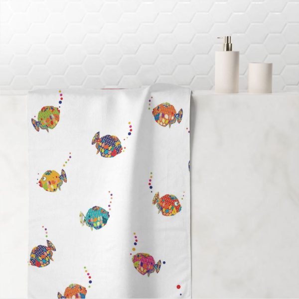 colorful fish hand towel for kids bathroom