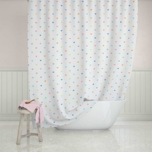 love heart polka dot shower curtain