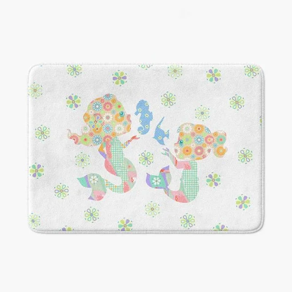 Cute-Mermaid-Non-Slip-Bath-Mat-for-Kids – Soft-Memory-Foam, Non-Slip, Quick-Dry
