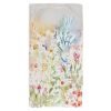 Colorful wildflower floral patterned bath towel with velour front and cotton terry back.