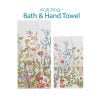 Colorful wildflower floral patterned hand and bath towel set with velour front and cotton terry back.