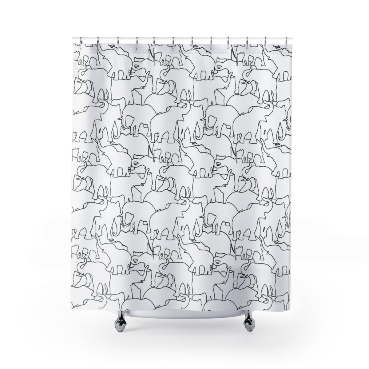 PREMIUM Black And White Fabric Shower Curtain For Little Kids With Elephant Design - 71x74 - Mold & Mildew Resistant - Waterproof - Image 5