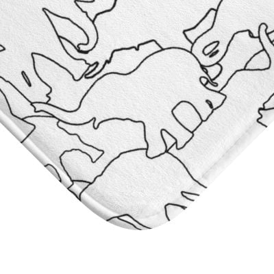 Modern Black And White Elephant Bath Mat