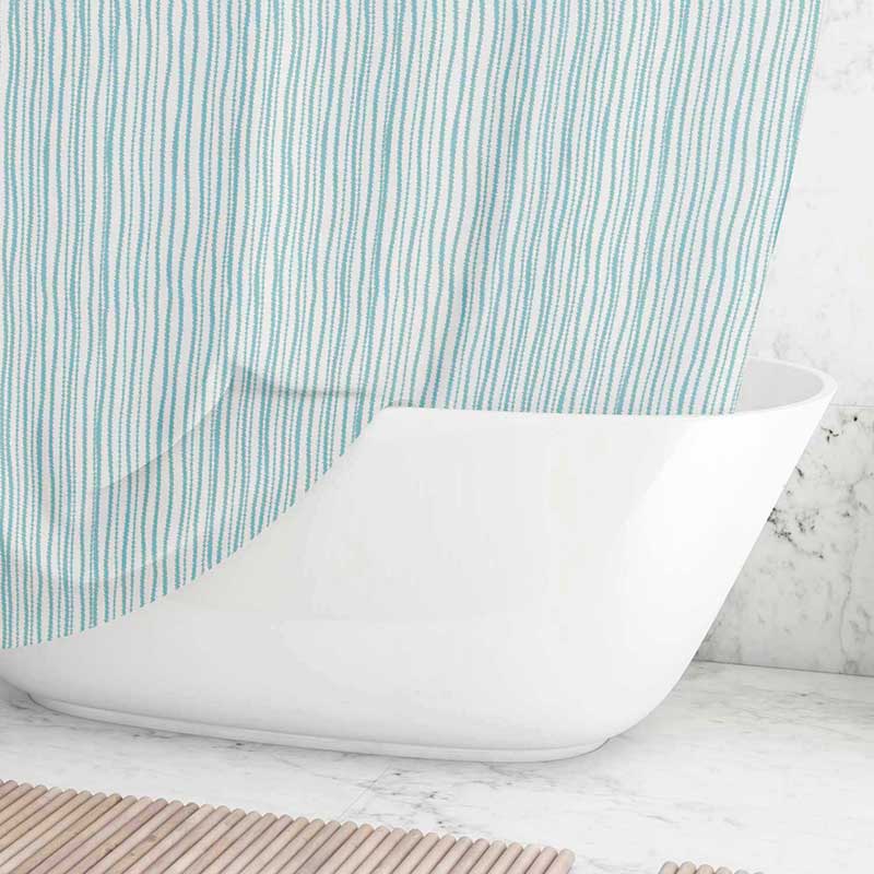 Lovely Beach BAthroom Blue and White Coastal Shower Curtain