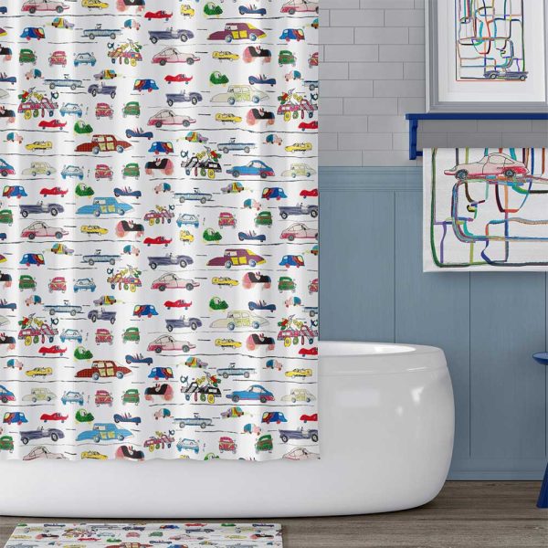 Cars Shower Curtain For Little Boys Bathroom