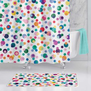 Circus Polka Dot Shower Curtain For Kids Fun BAthroom Decor