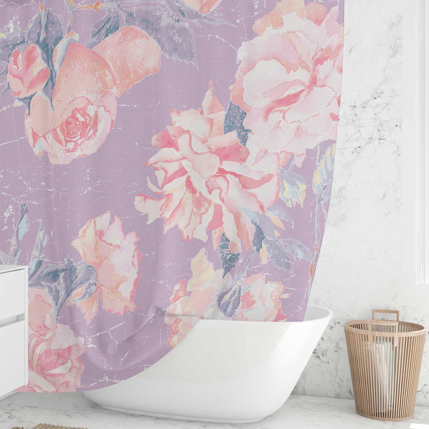 modern shabby chic lavender purple rose floral