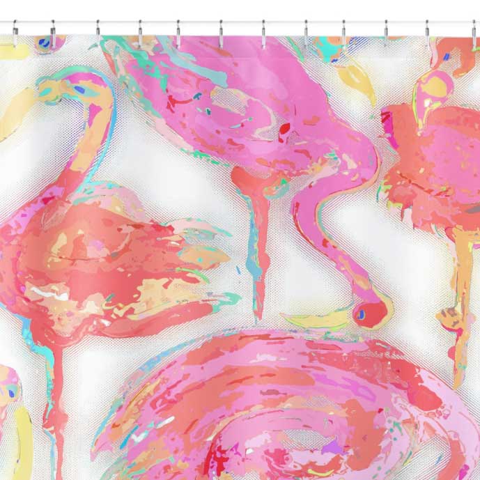 Colorful Pink Flamingo Shower Curtain