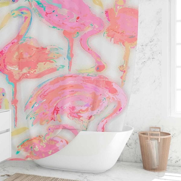 pink flamingo shower curtain