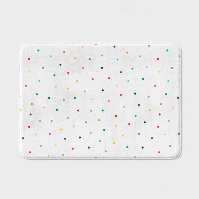 Non slip quick dry, memory foam microfiber bath mat with cute colorful polka dots for kids bathroom