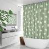 Extra Long Shower Curtain With Green Fabric and Daisy Print