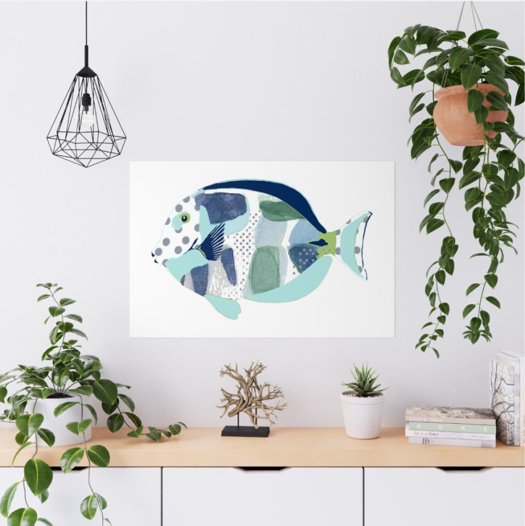 Big Blue Fish Wall Art Print