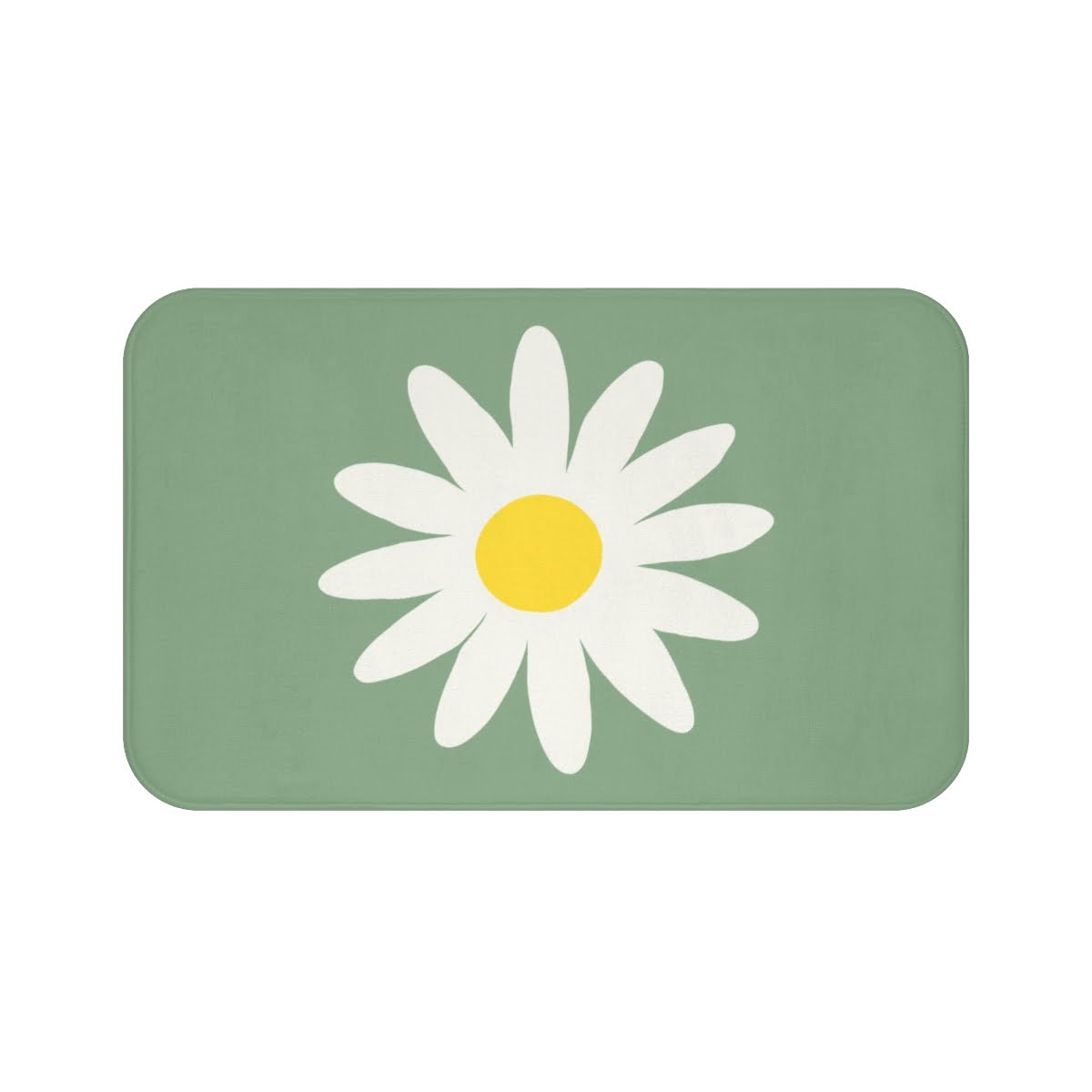 Non Slip, Memory Foam, Quick Drying Microfiber Bath Mat With Green Daisy Flower For A Modern Boho Bathroom Vibe - Image 3