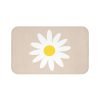 Beige White and yellow daisy floral non-slip bath mat