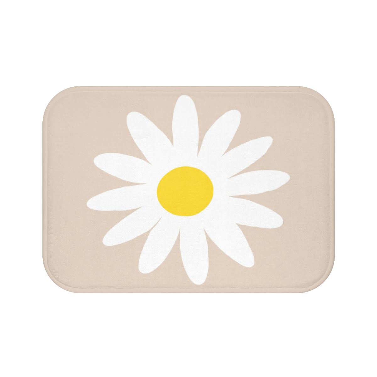 Non-Slip, Memory Foam, Quick Drying Washable Microfiber Bath Mat With Beige, White And Yellow Daisy Print For A Modern Boho Bathroom Vibe - Image 3