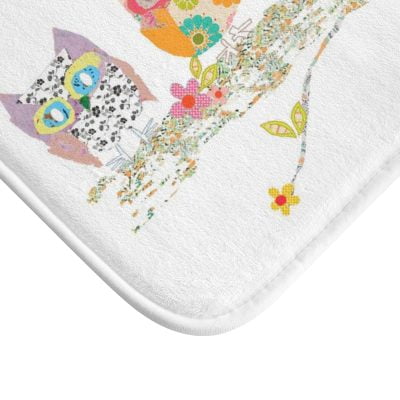 cute pink owl bath mat with non slip memory foam security and comfort