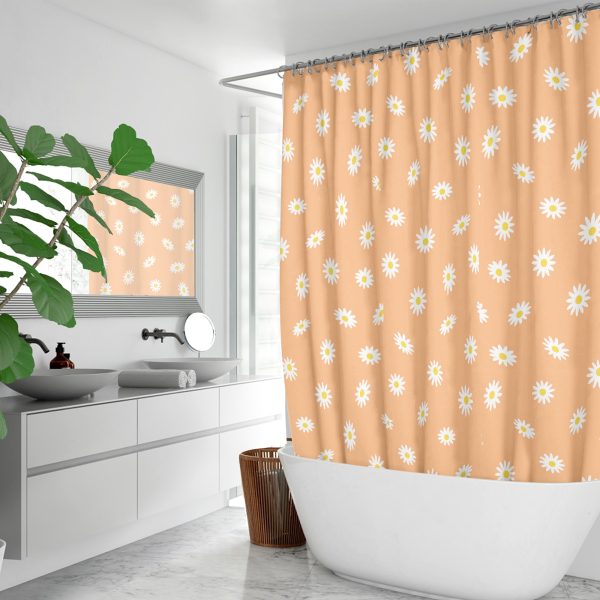 Apricot dream daisy floral shower curtain for kids bathroom