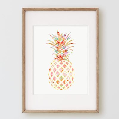 Big Abstract Pineapple Bathroom Wall Art Print