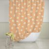 72 x 96 Orange Fabric Floral Shower Curtain