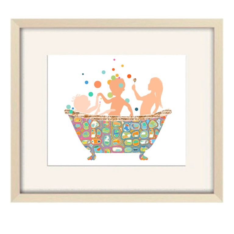 kids in a bath wall art print